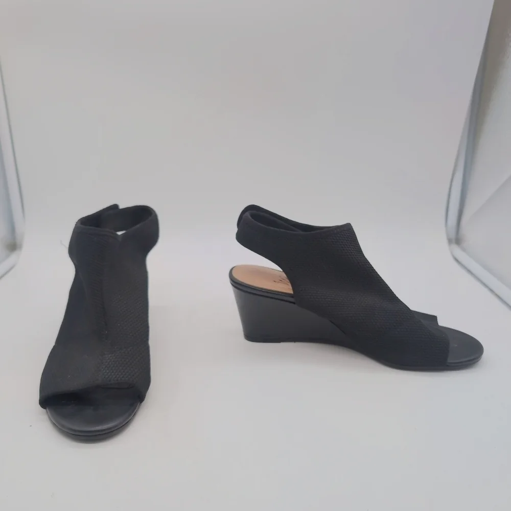 Impo Strech Elegant Black Wedge Sandals Murelle Sz 7